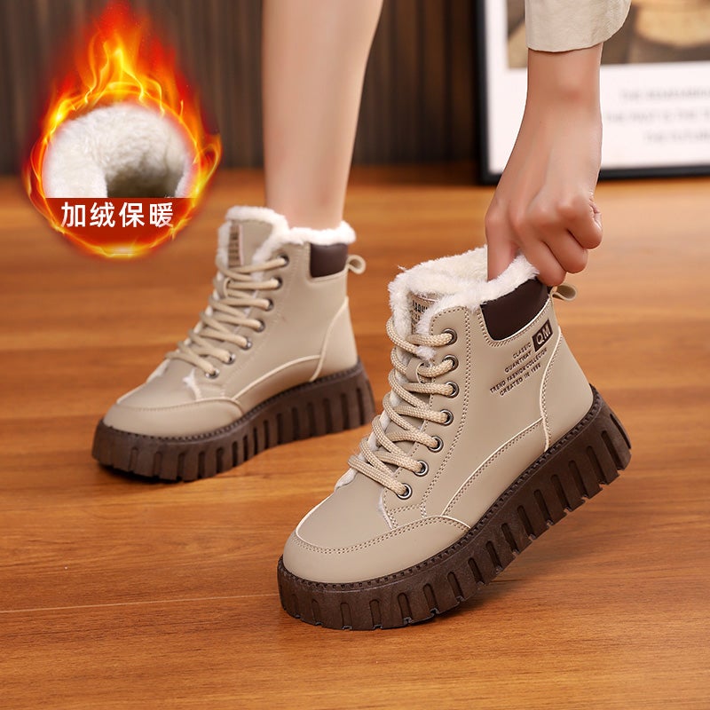 Northeast Large Cotton Shoes Women'S Winter Velvet Thickeneded Cotton Boots Warm High-Top Women'S Shoes Snow Boots 34 - Image 2